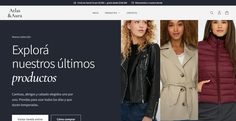 Tienda online de Atlas & Aura, diseñada por JM Desarrollo Web