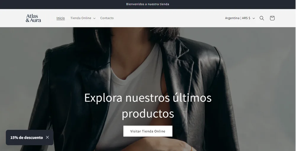 Portada de una tienda online de indumentaria desarrollada por JM Desarrollo Web
