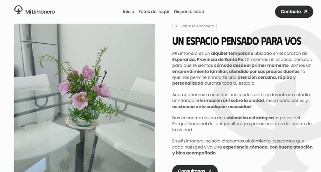 Sección de presentación del sitio de Mi Limonero