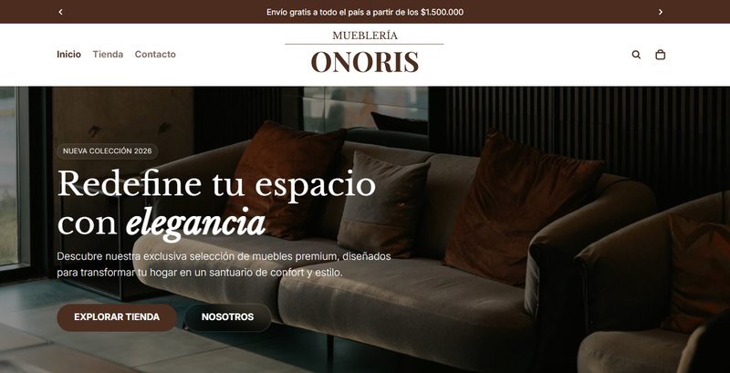 Proyecto web Mueblería Onoris — tienda online desarrollada por JM Desarrollo Web